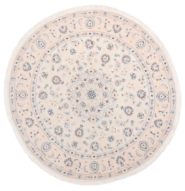 Nain 9 La Circular rug with silk highlights, 150 × 150 cm