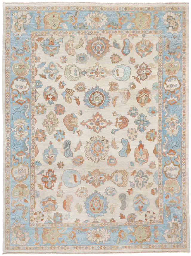 Blue Persian Sultanabad Rug in 11.4 x 8.6, 349 × 263 cm