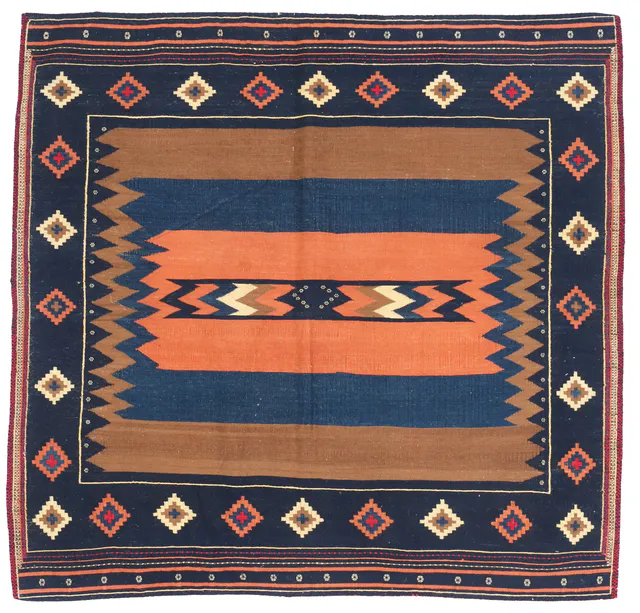 Sofreh Sirjan Kilim 5 x 5, 150 × 150 cm