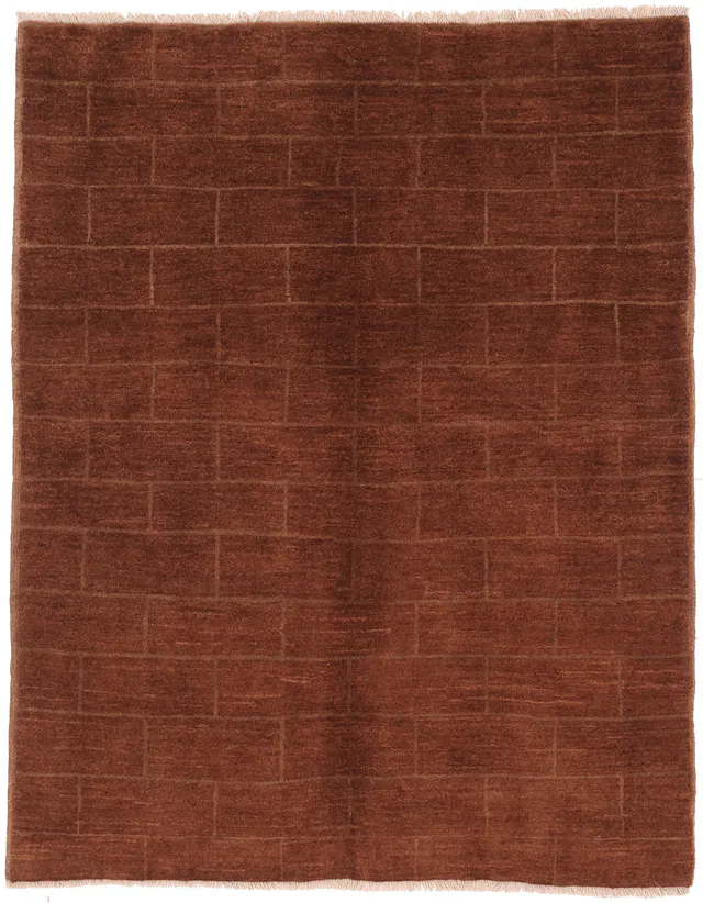 Contemporary Modern Brick Design Rug with Silk Highlights, 178 × 142 cm