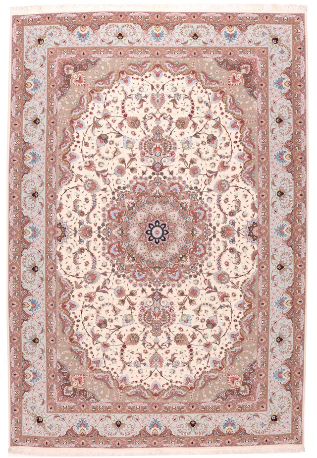 Persian Tabriz Fine on silk foundation with silk highlights Beige, 305 × 206 cm