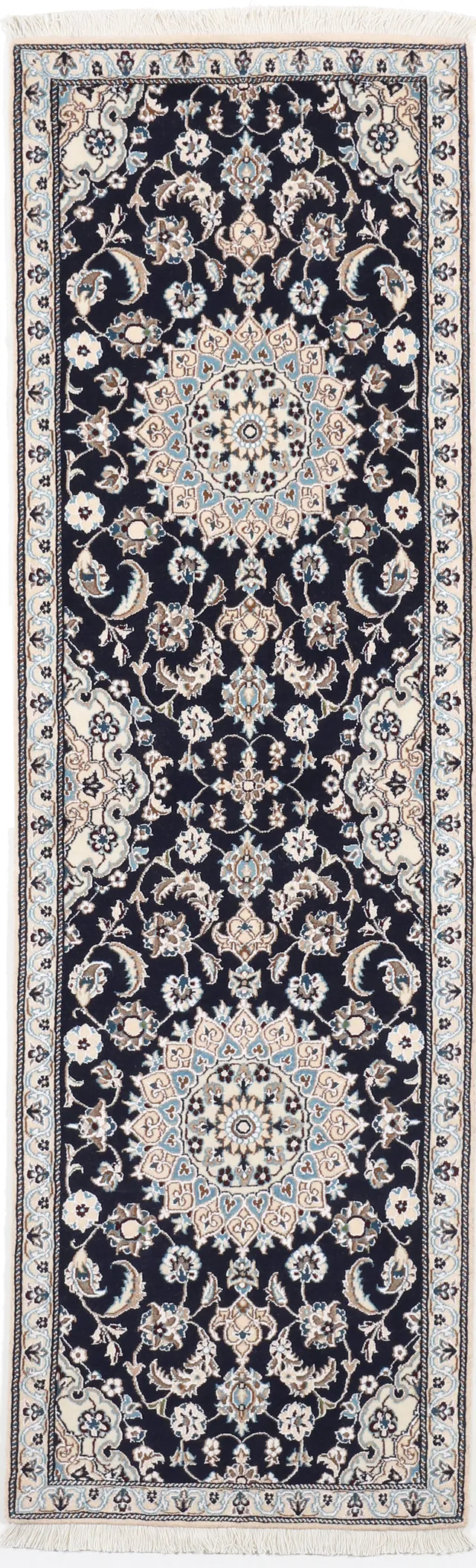Dark Blue Nain 9La Rug in, 201 × 61 cm