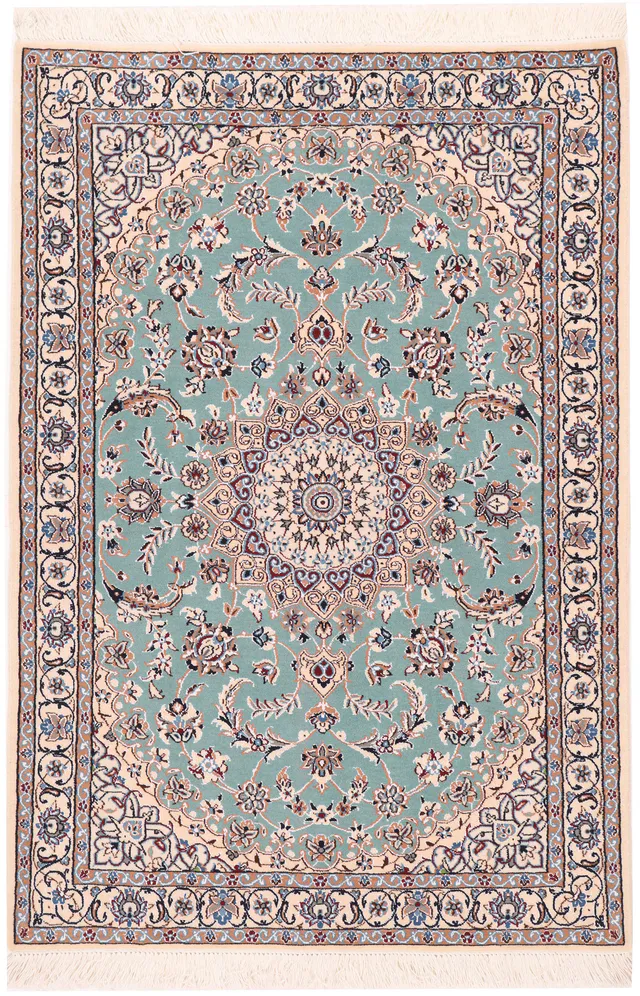 Persian Fine Nain 9 La With Silk Highlights, 147 × 101 cm