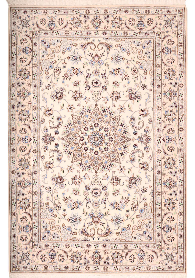 Persian Nain 6la rug with silk highlights, 239 × 161 cm