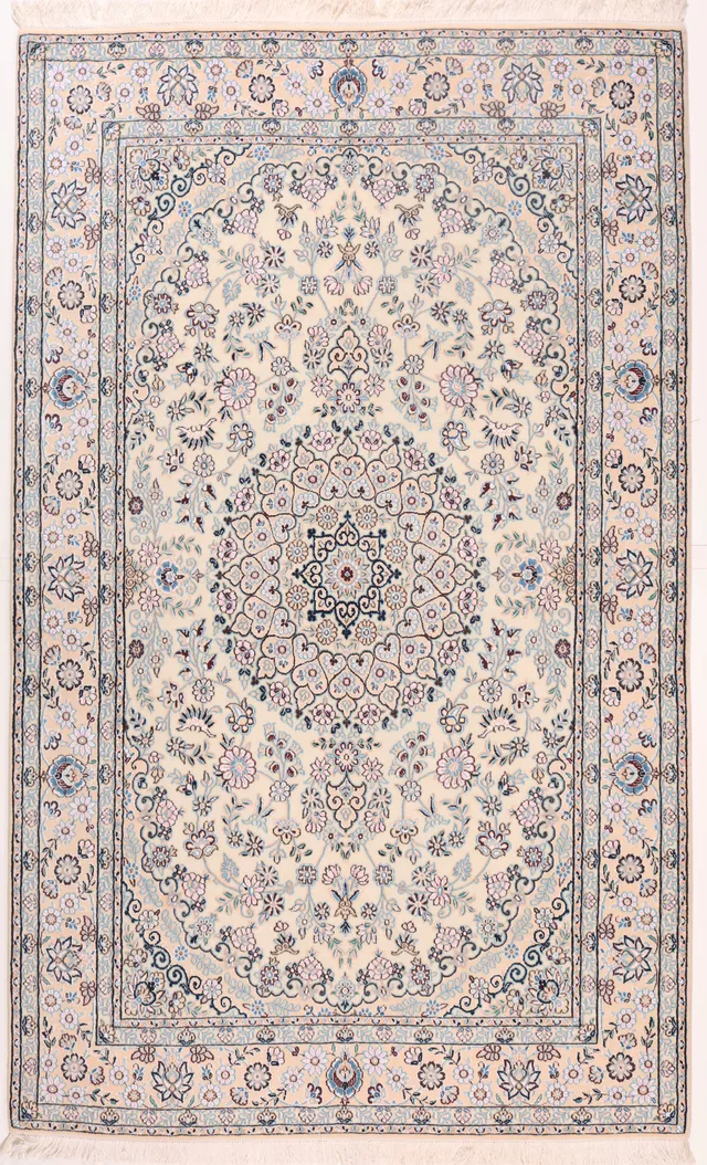 Nain 9La rug with silk highlights, 240 × 146 cm