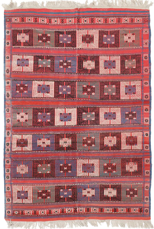 Geometric Tribal Kurdi Gouchan Rug, 198 × 136 cm