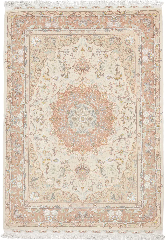 Persian Tabriz floral with silk based, 208 × 150 cm