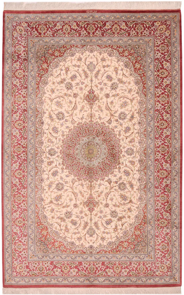 Fine Qum Silk Signed Hamdi, 243 × 157 cm