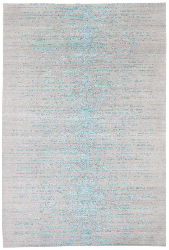 Minimalist Soft Blue and Grey Silk Rug, 300 × 200 cm