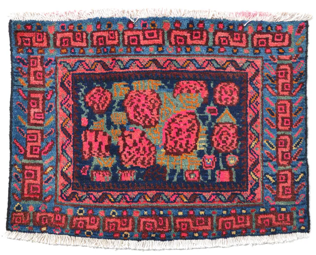 Persian Blue Sirjan Rug in, 55 × 68 cm