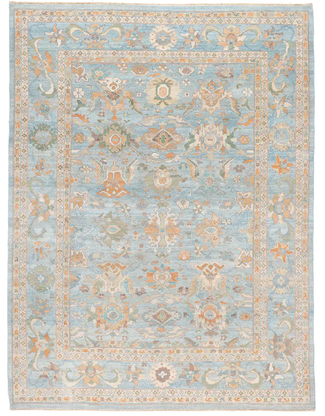 Light Blue Persian Sultanabad Rug, 350 × 260 cm