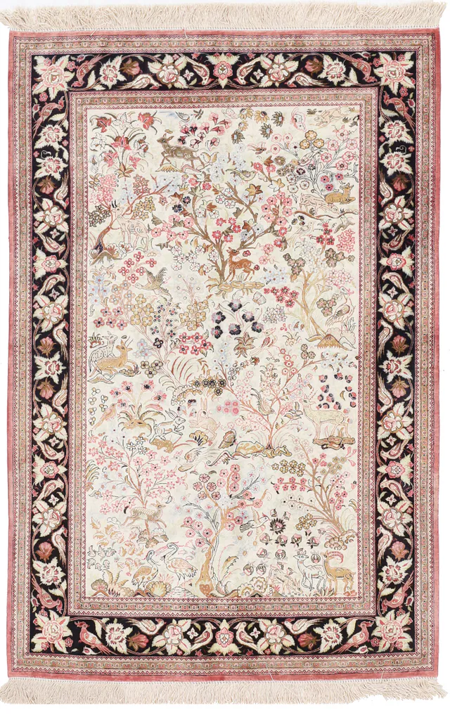 Persian Fine Qum Silk Design, 152 × 101 cm