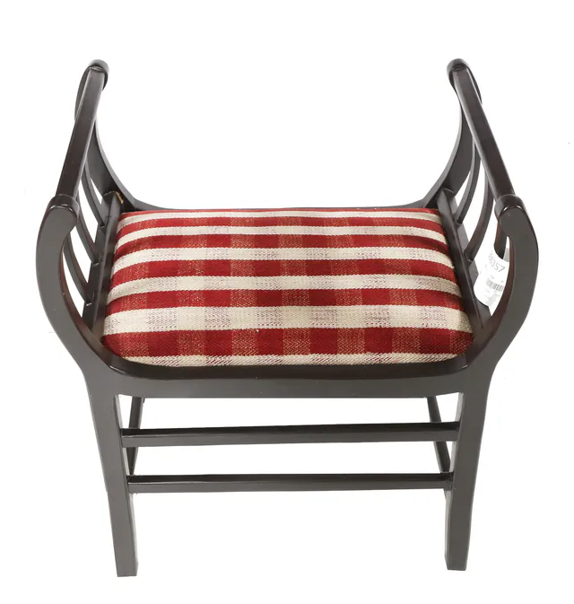 Handmade Kilim Stool in Beige and Red, 60 × 50 cm