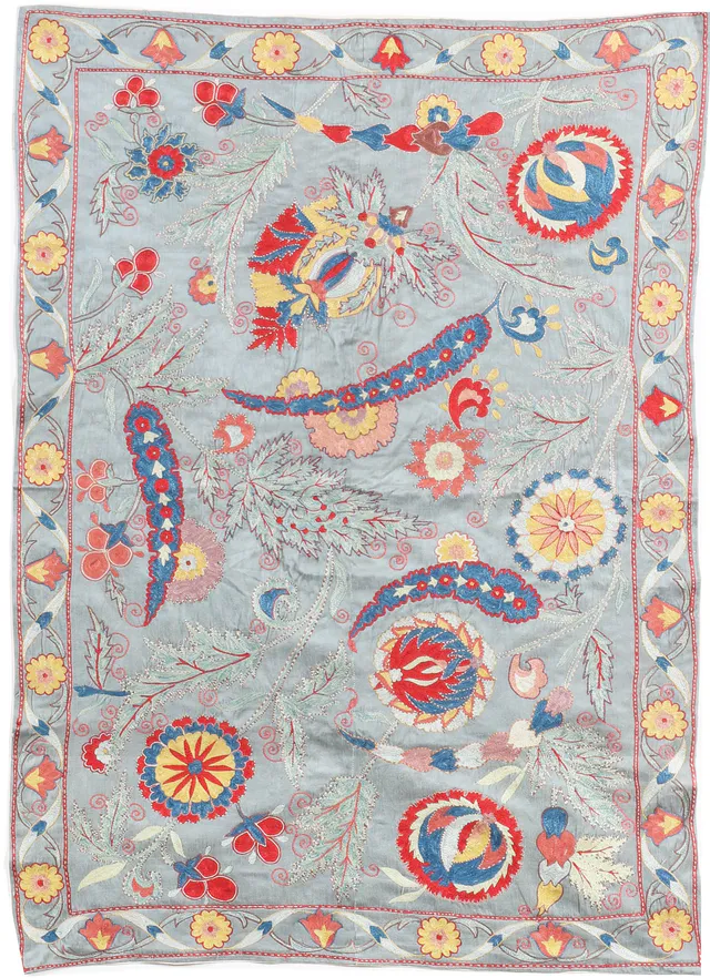 Suzani Silk Uzbek embroidery textile in, 133 × 97 cm