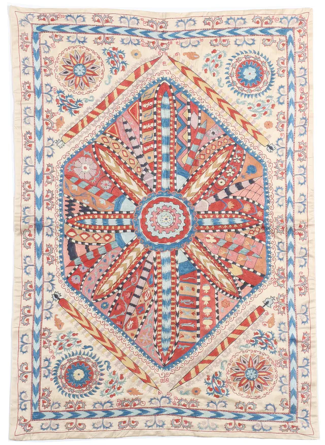 Suzani Silk Uzbek embroidery textile in, 144 × 100 cm