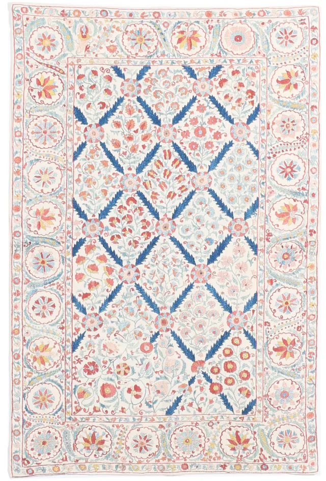 Suzani Silk Uzbek embroidery textile in, 110 × 72 cm