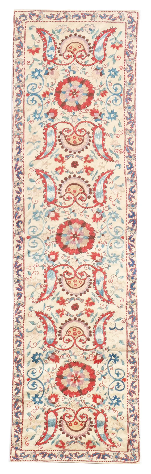 Suzani Silk Uzbek embroidery textile in, 196 × 50 cm