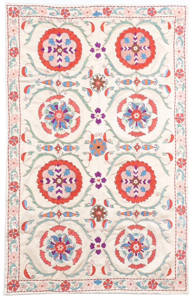 Suzani Silk Uzbek embroidery textile, 153 × 97 cm