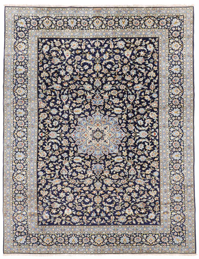 Keshan/Kashan Rug Dark Navy, 334 × 260 cm