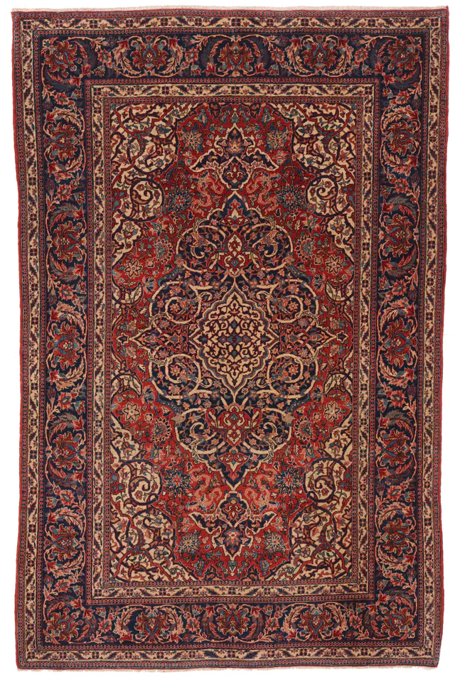 Antique Fine Isfahan Rug – circa 1920, 222 × 141 cm
