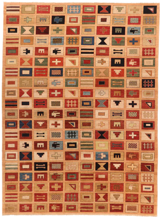 Contemporary Modern Design Rug – Geometric Symbols, 420 × 312 cm
