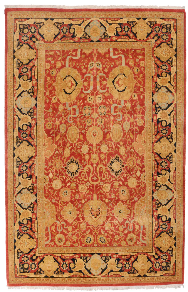 Fine Garous Ziegler design Rug in Golden & Red, 277 × 177 cm