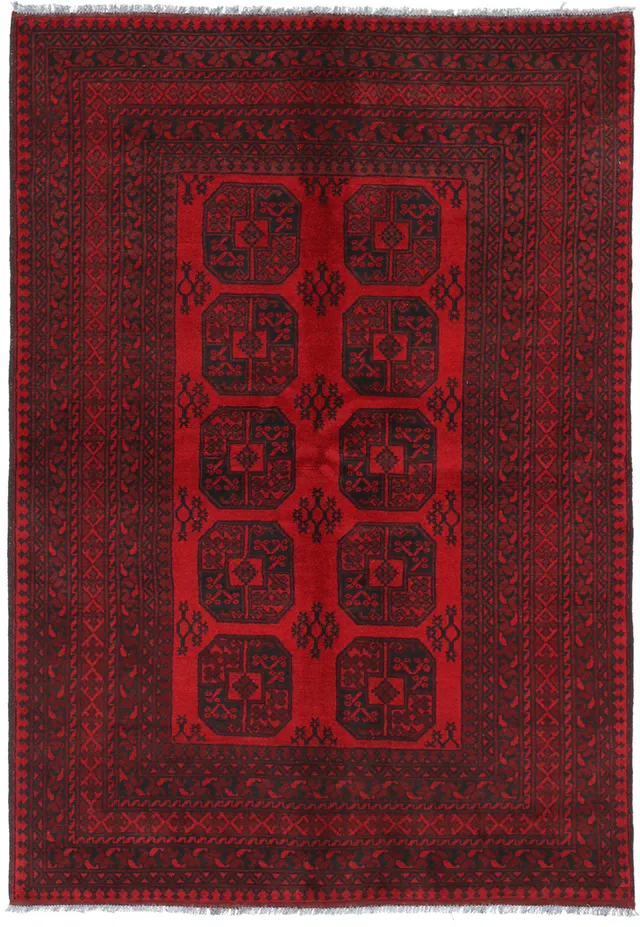 Afghan Aqcha Red Rug, 238 × 168 cm