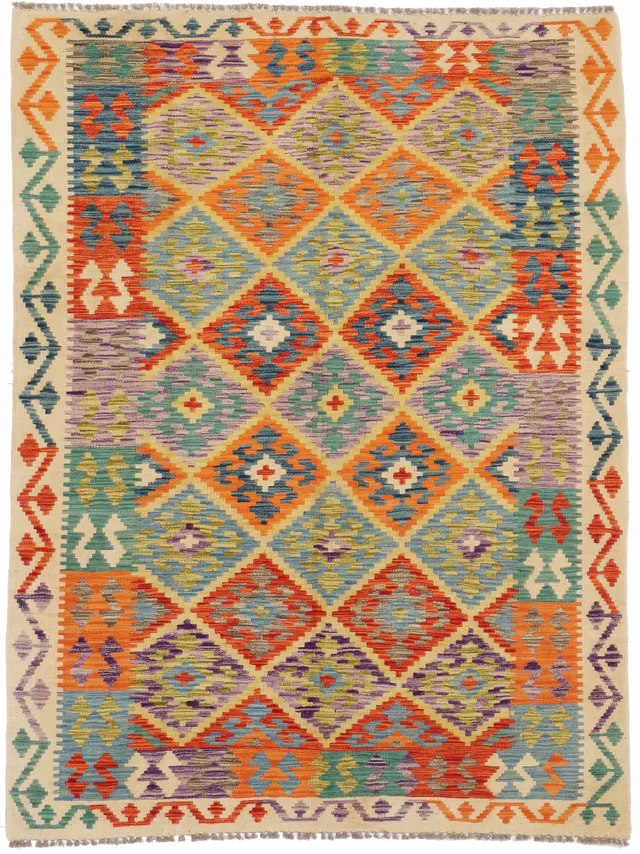 Cream Shirvan Kilim in, 215 × 158 cm