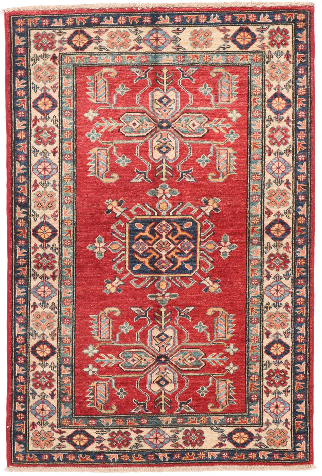 Caucasian Kazak design rug red 4'5 x 3, 135 × 91 cm