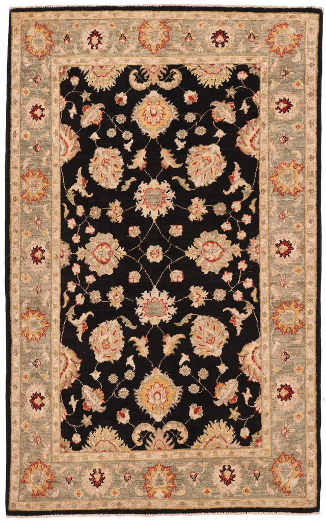 Garous / Ziegler design Rug – Black & Orange 6 x 4, 184 × 115 cm