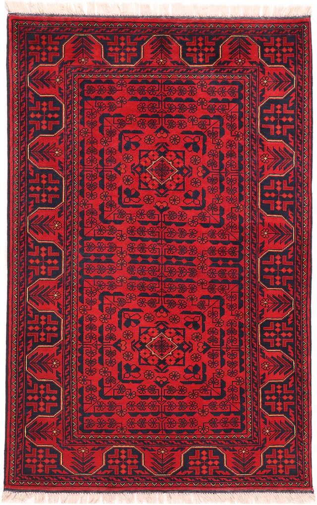 Khal Mohammad Hand-Knotted Afghan Rug in, 158 × 99 cm