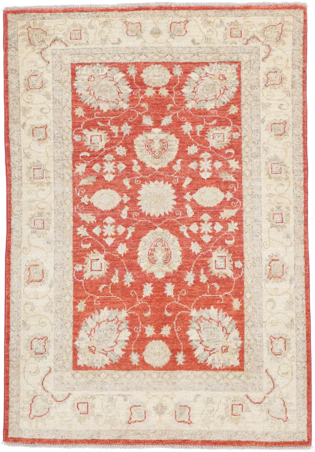 Garous Ziegler Red Rug in Beige Border, 146 × 100 cm
