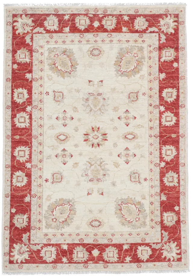 Garous Ziegler Beige Rug in Red Border, 148 × 103 cm