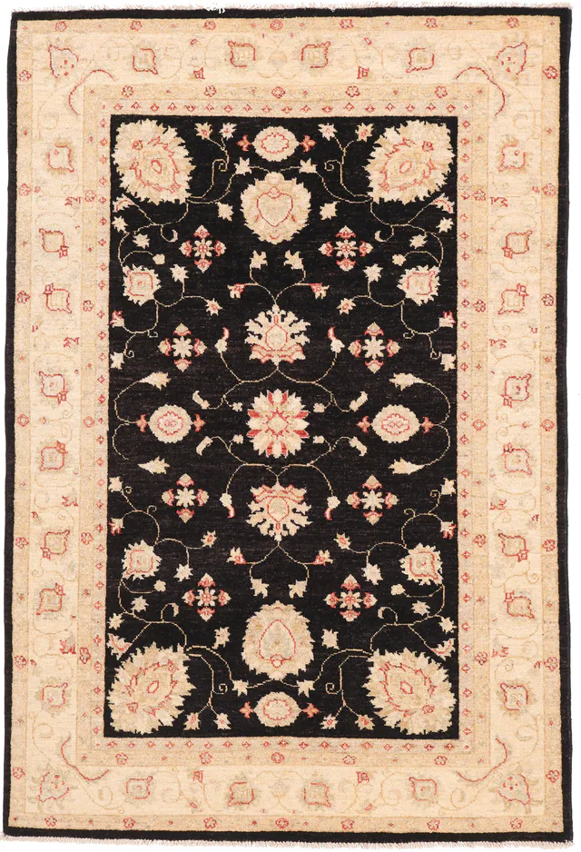 Garous / Ziegler design Rug – Black 6 x 4, 177 × 120 cm