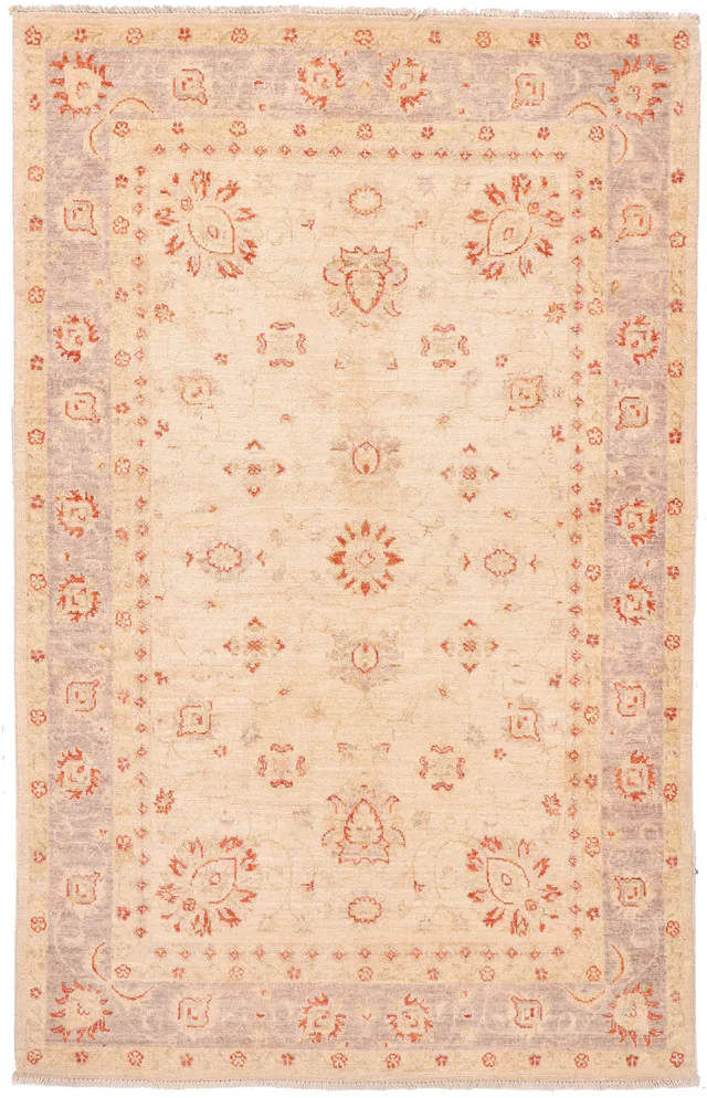 Garous Ziegler design Rug – Beige 6 x 4, 185 × 116 cm