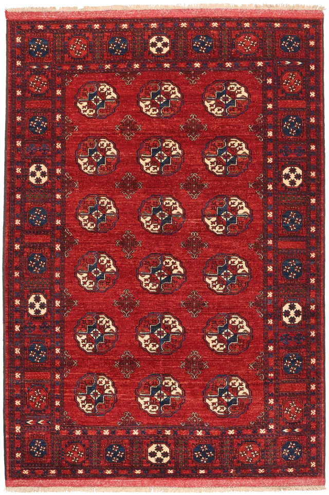 Ersari design Afghan Rug – Red, 247 × 168 cm