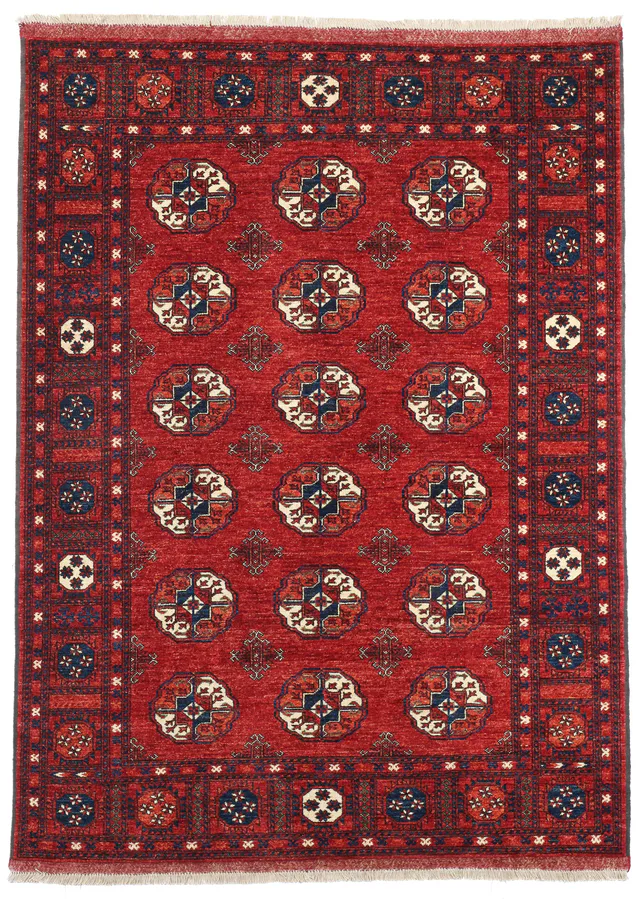 Ersari Afghan Rug – Navy Motifs in, 240 × 174 cm