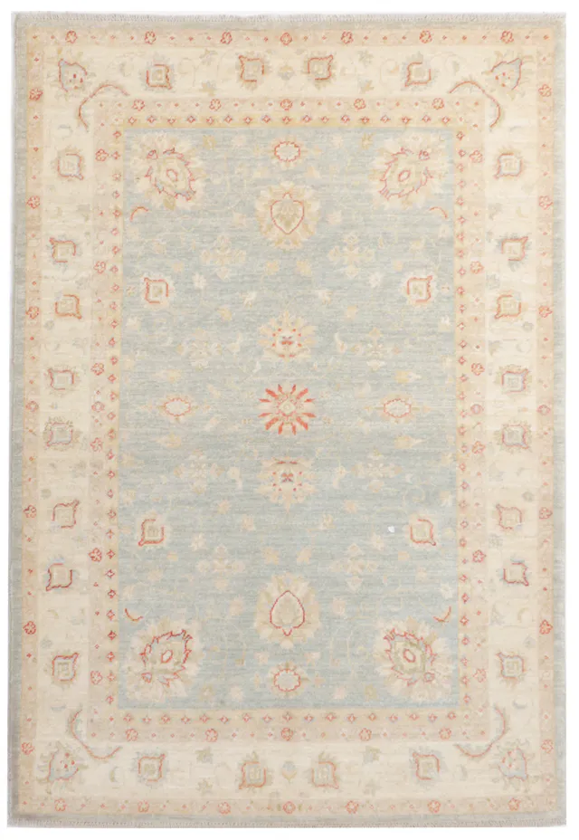 Garous Ziegler Rug in Blue with Beige Border, 181 × 123 cm