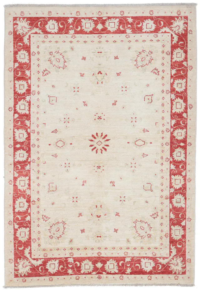 Garous Ziegler Beige Rug in Red Border, 178 × 123 cm