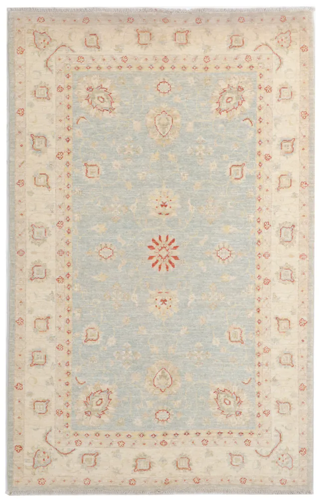 Garous Ziegler Rug in Blue with Beige Border, 190 × 119 cm