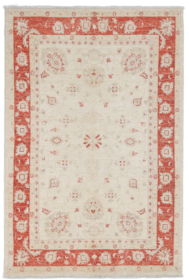 Garous Ziegler Beige Rug in Red Border, 183 × 120 cm