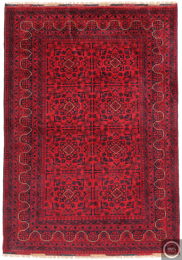 Khal Mohammadi Afghan Hand-Knotted Wool Rug in 5'8 x 4, 177 × 121 cm