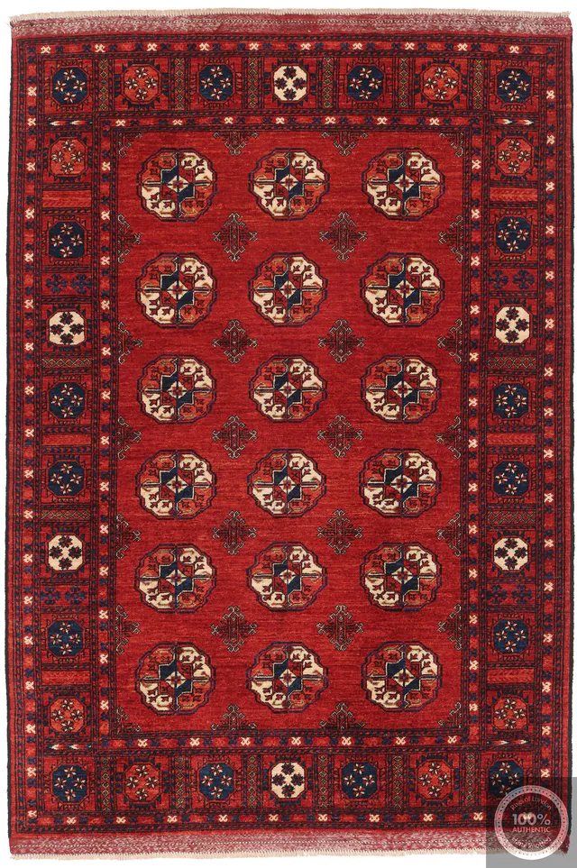 Hand Knotted Tekke Design Afghan Rug, 258 × 171 cm