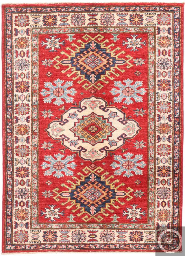 Caucasian Kazak design rug Red, 141 × 102 cm
