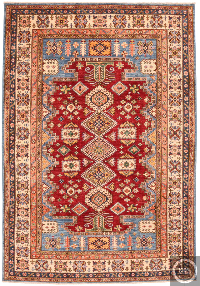 Caucasian Kazak design rug – red & Blue, 263 × 184 cm
