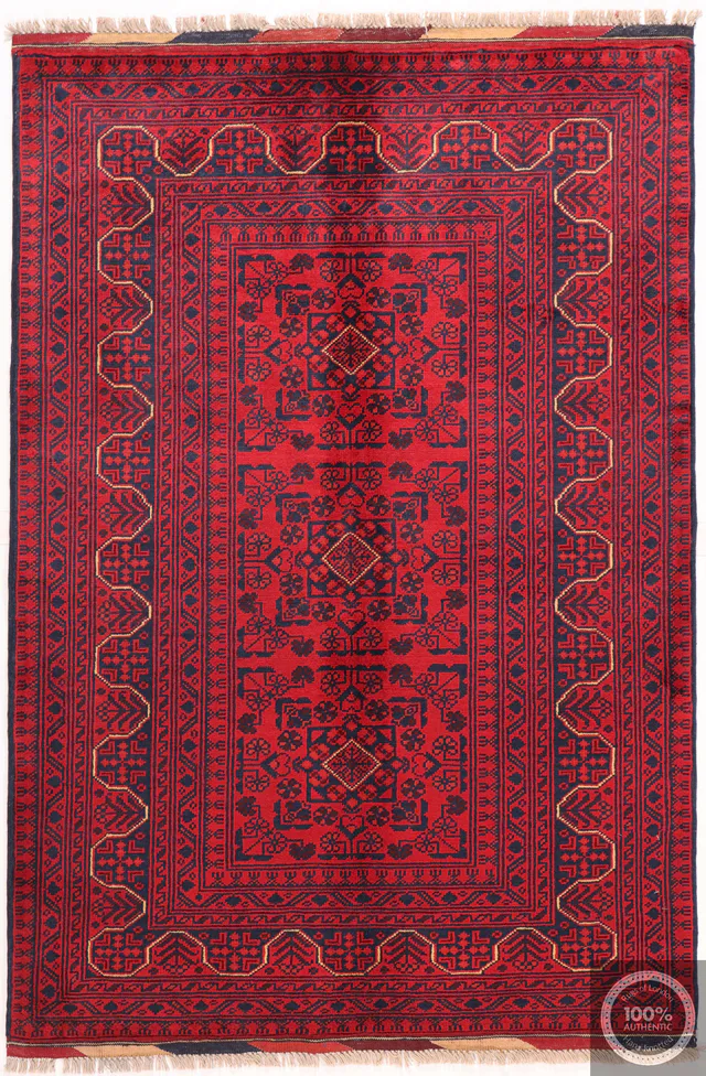 Khal Mohammadi Afghan Hand-Knotted Wool Rug in 5 x 3'3, 155 × 102 cm