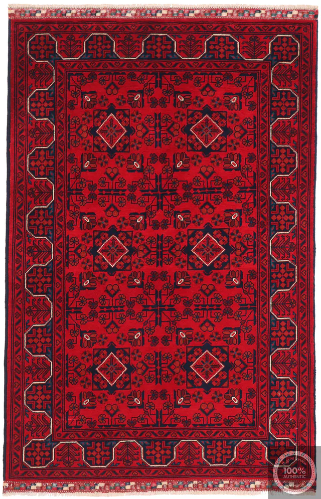 Khal Mohammad Afghan Hand-Knotted Wool Rug, 150 × 99 cm