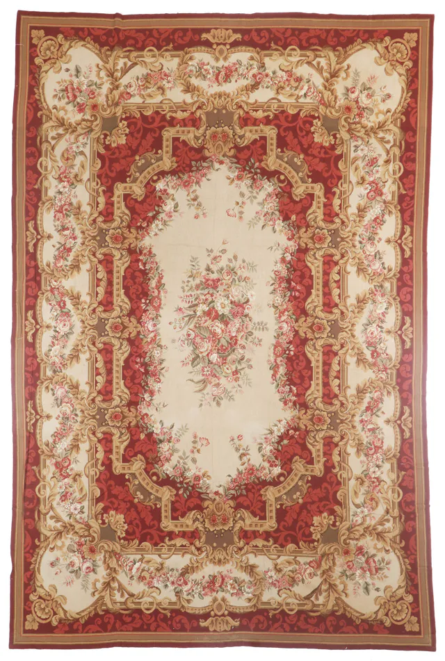 Burgundy Needlepoint Rug in, 385 × 260 cm