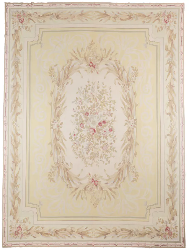 Pastel Pale Yellow Needlepoint Rug, 460 × 350 cm