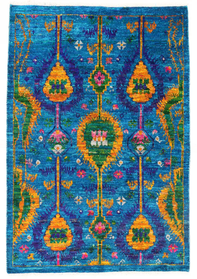 Sari Silk Blue rug, 184 × 121 cm
